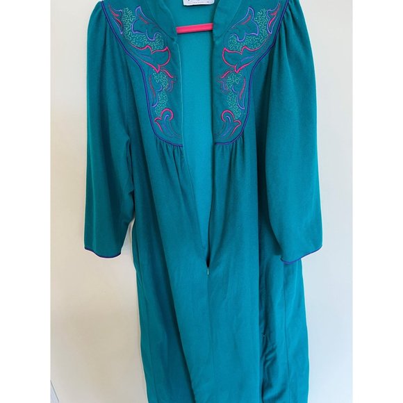 Vanity Fair Vtg M Robe House Dress Velour Long Granny Winter - Picture 2 of 9